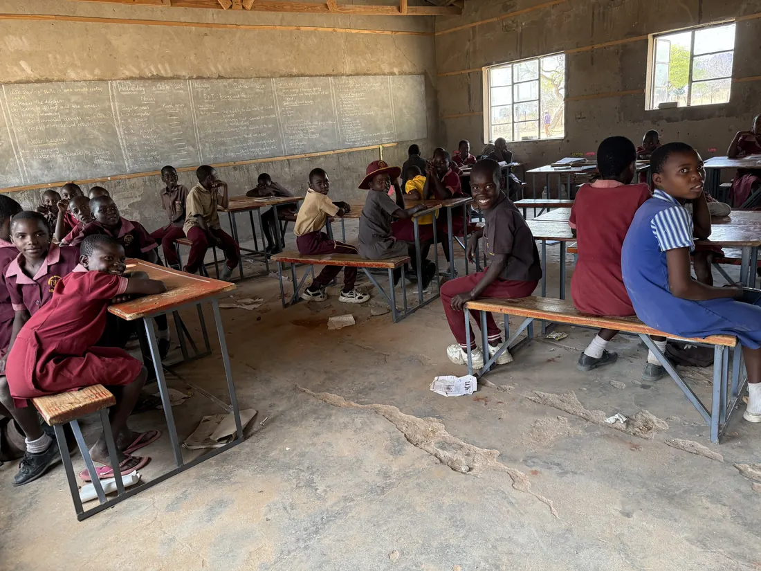 Children in a classroom at a school in Zimbabwe.