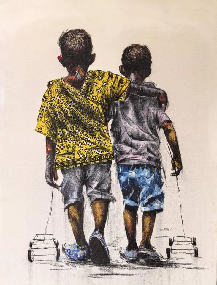 Gemälde mit Kindern aus Simbabwe.